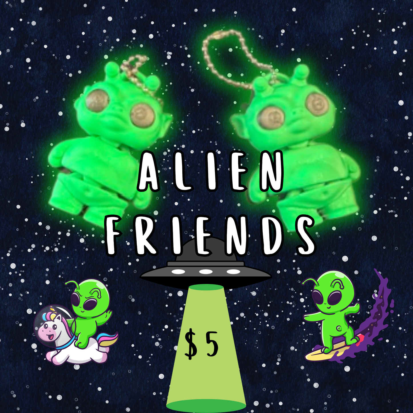 Alien Friends - 3D Printed Keychain