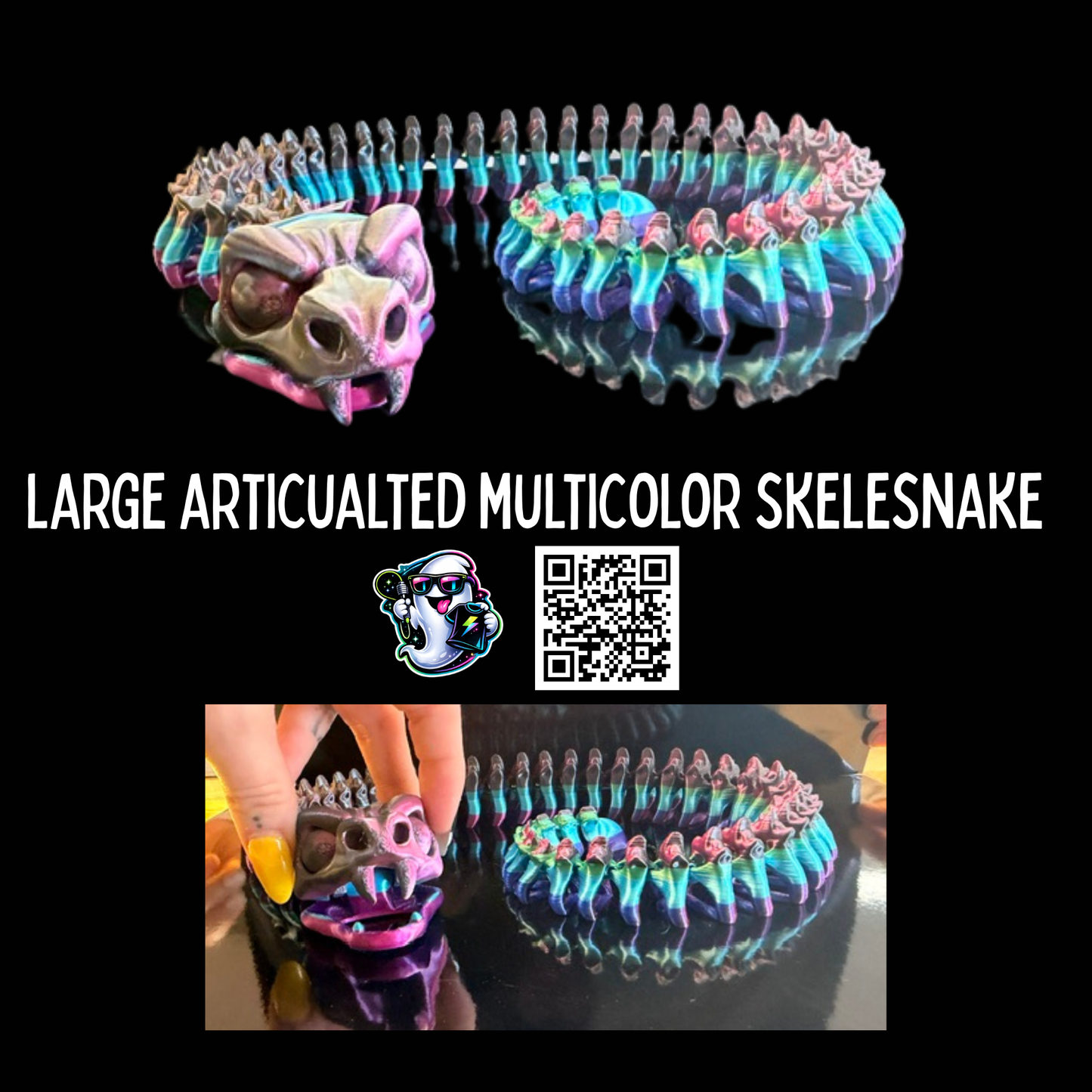 Large Articulated Multicolor Skelesnake