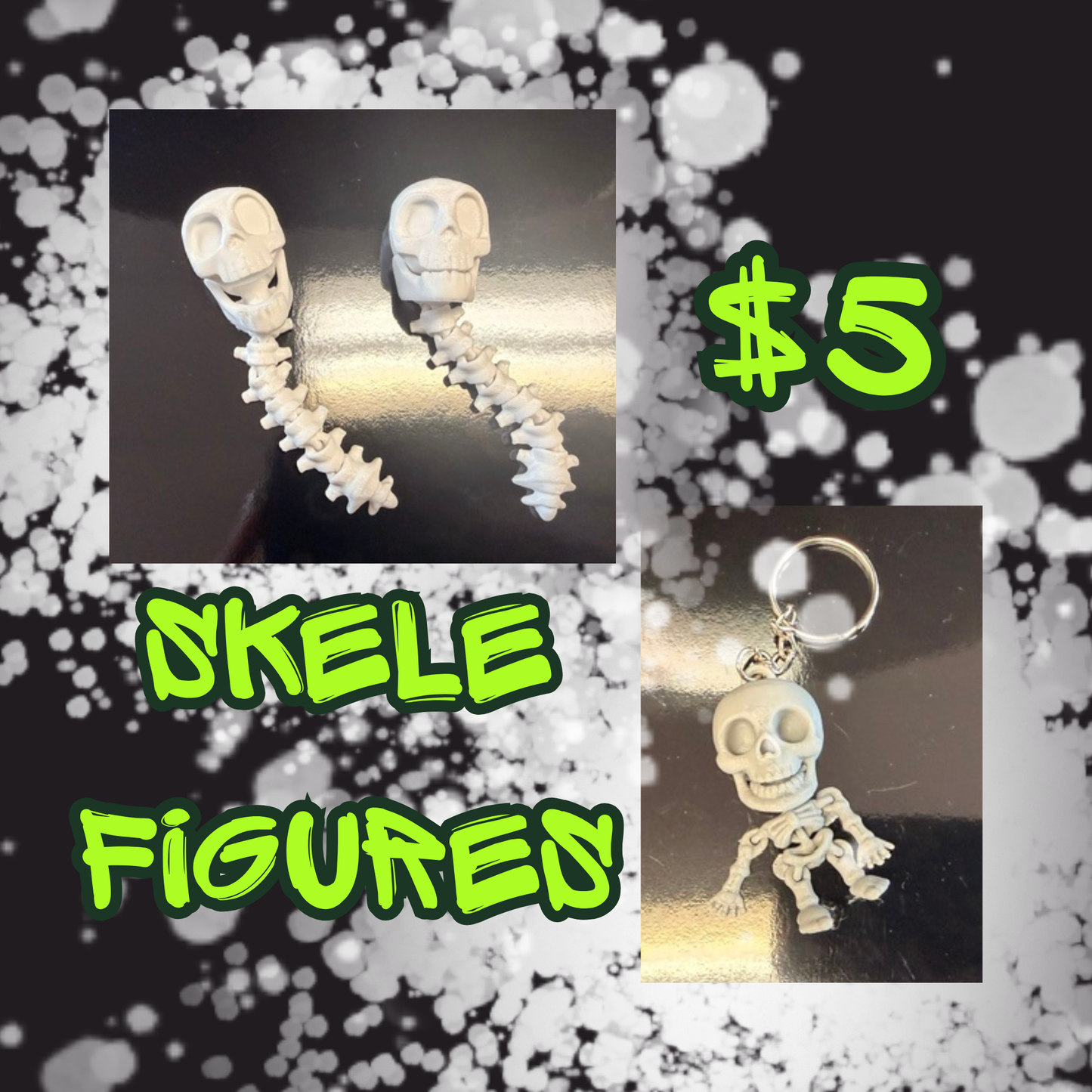 Skele Figures — 3D Printed Skeleton Keychains & Desk Figures