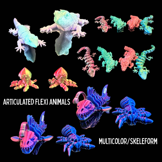 Articulated Flexi Animals — Multicolor & Skeleform