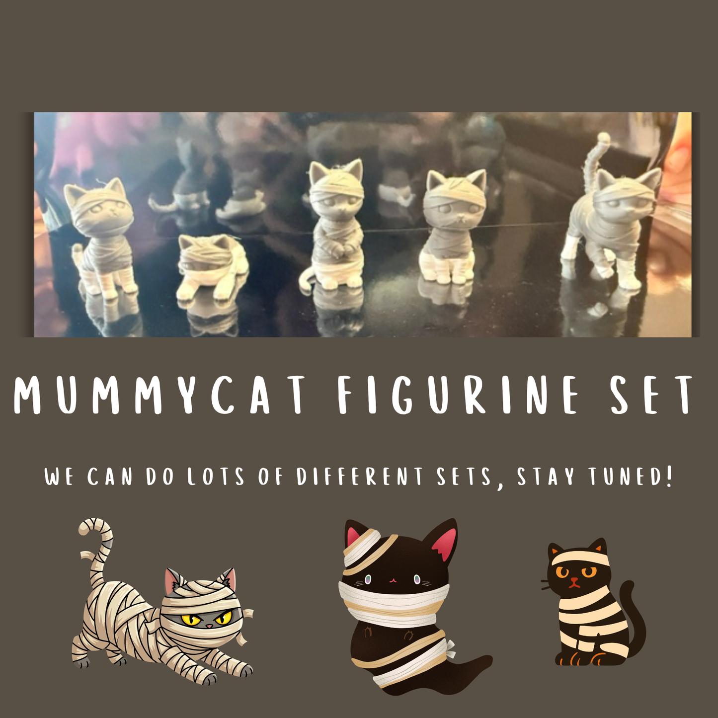 MummyCat Figurine Set — 3D Printed
